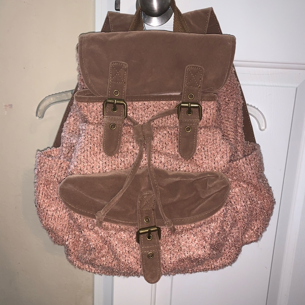 Kimchi blue fuzzy backpack new pink brown sherpa